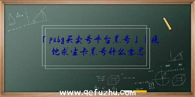 「pubg买卖号平台黑号」|绝地求生卡黑号什么意思